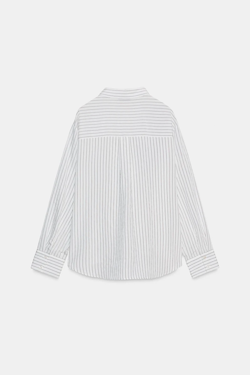 CHEMISE À RAYURES FLEUR EN DENTELLE