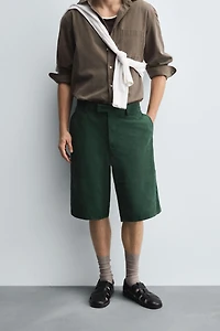 RELAXED FIT SUEDE LEATHER SHORTS