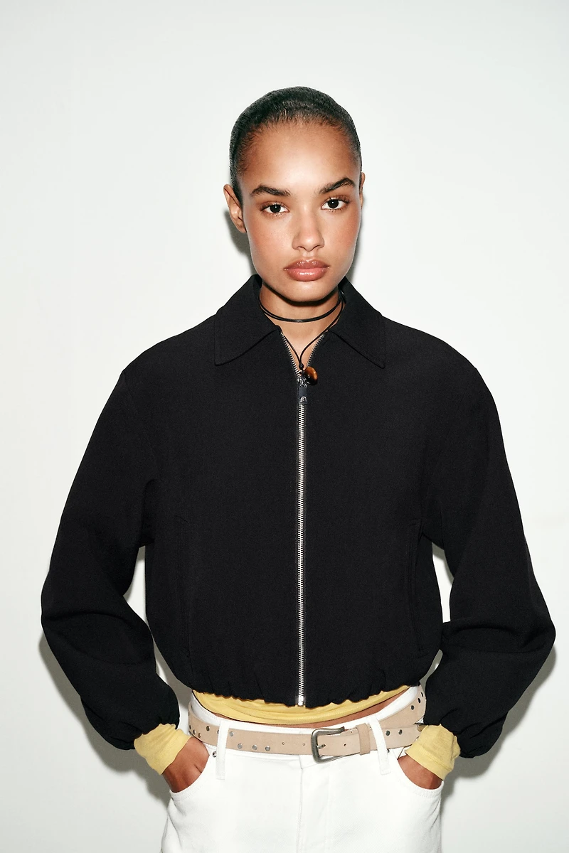PUFF SLEEVE ZIP JACKET