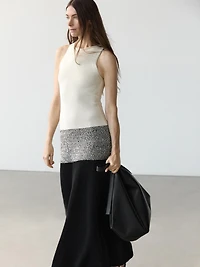 100% cotton contrast knit midi dress