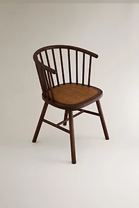 ASH WOOD AND RATTAN CHAIR