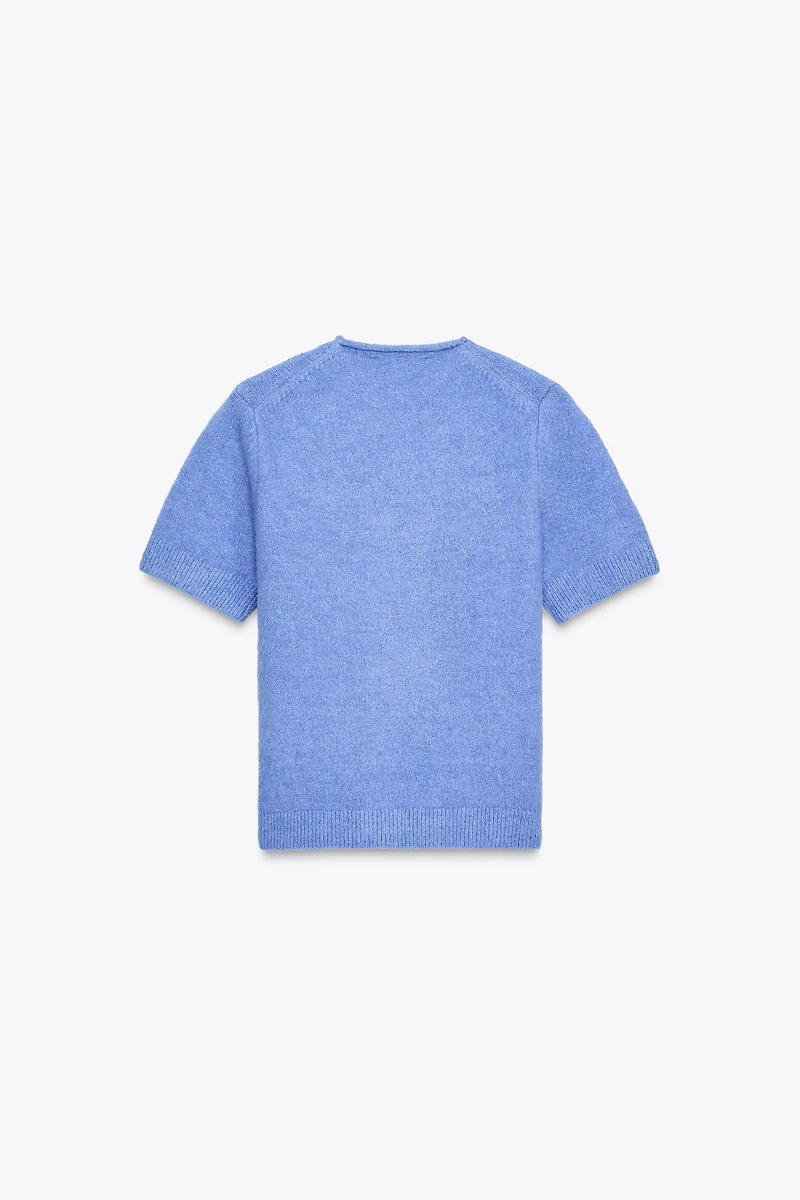 SHORT SLEEVE KNIT SWEATER