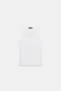 SEMI-SHEER COMBINATION KNIT TOP