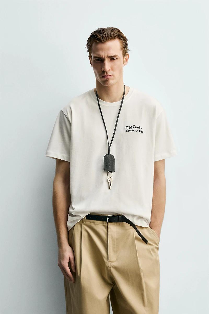 EMBROIDERED TEXT T-SHIRT