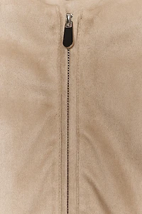 FAUX SUEDE BELTED PEPLUM JACKET