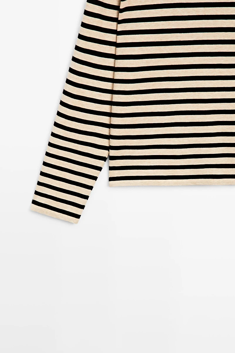 Oversize striped cotton blend T-shirt