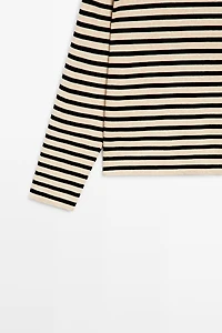 Oversize striped cotton blend T-shirt