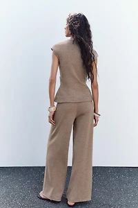 TEXTURED WIDE LEG PANTS
