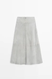 Jupe à ceinture en cuir et daim