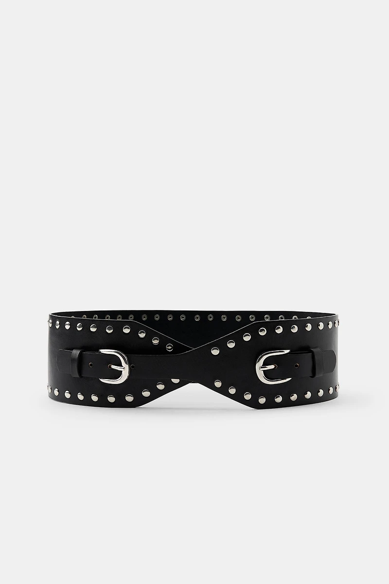 STUDDED LEATHER WAIST BELT