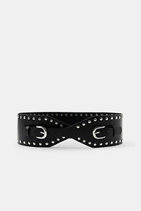 STUDDED LEATHER WAIST BELT