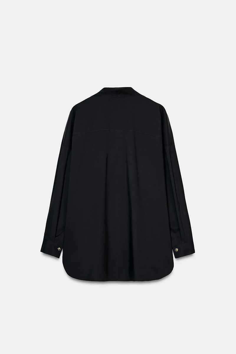 V-NECK POPLIN SHIRT
