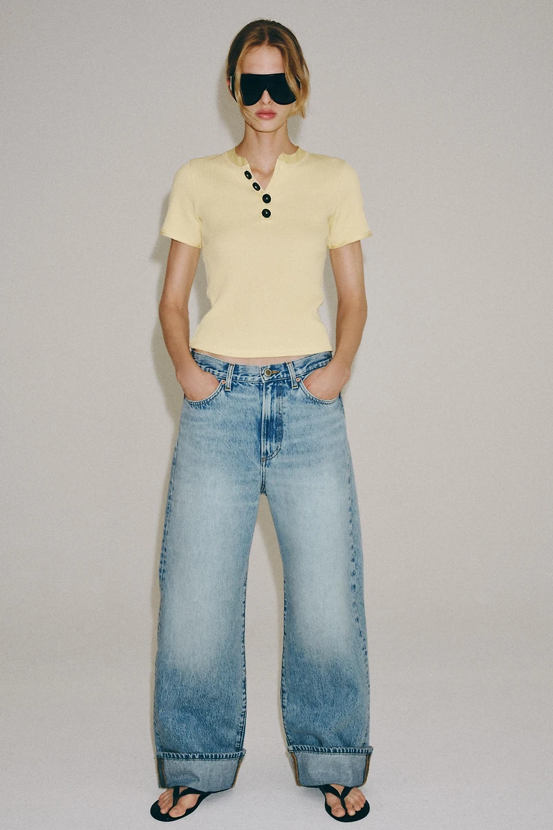 COTTON BUTTON T-SHIRT