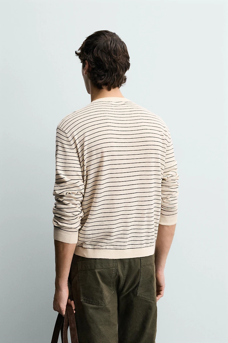 PULL À RAYURES LIN - COTON
