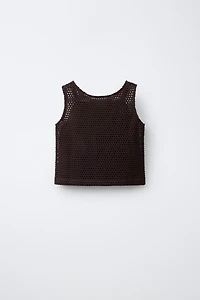 CROCHET FLORAL KNIT TOP
