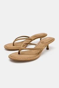 SUEDE-EFFECT HEELED SANDALS