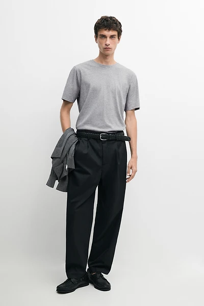 Short sleeve melange cotton T-shirt
