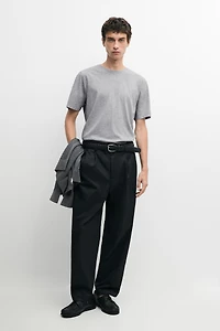 Short sleeve melange cotton T-shirt