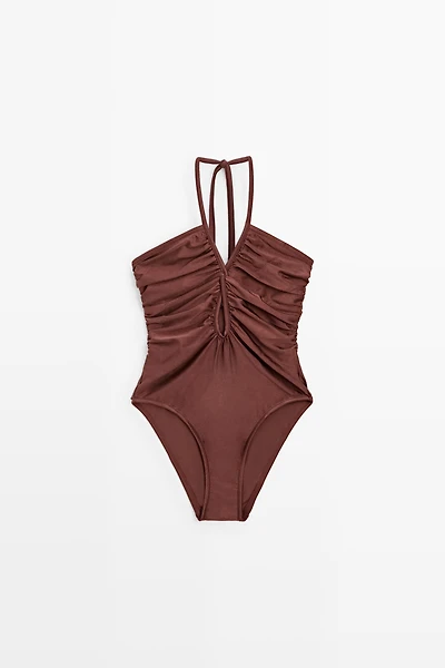 Maillot de bain encolure américaine brillant