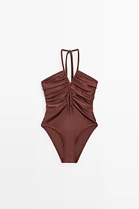 Shimmery halter swimsuit