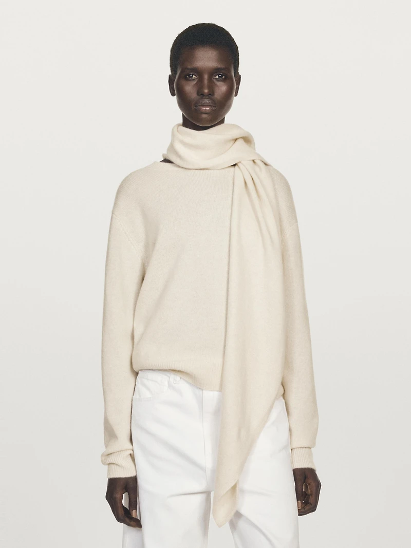 100% cashmere scarf neck sweater