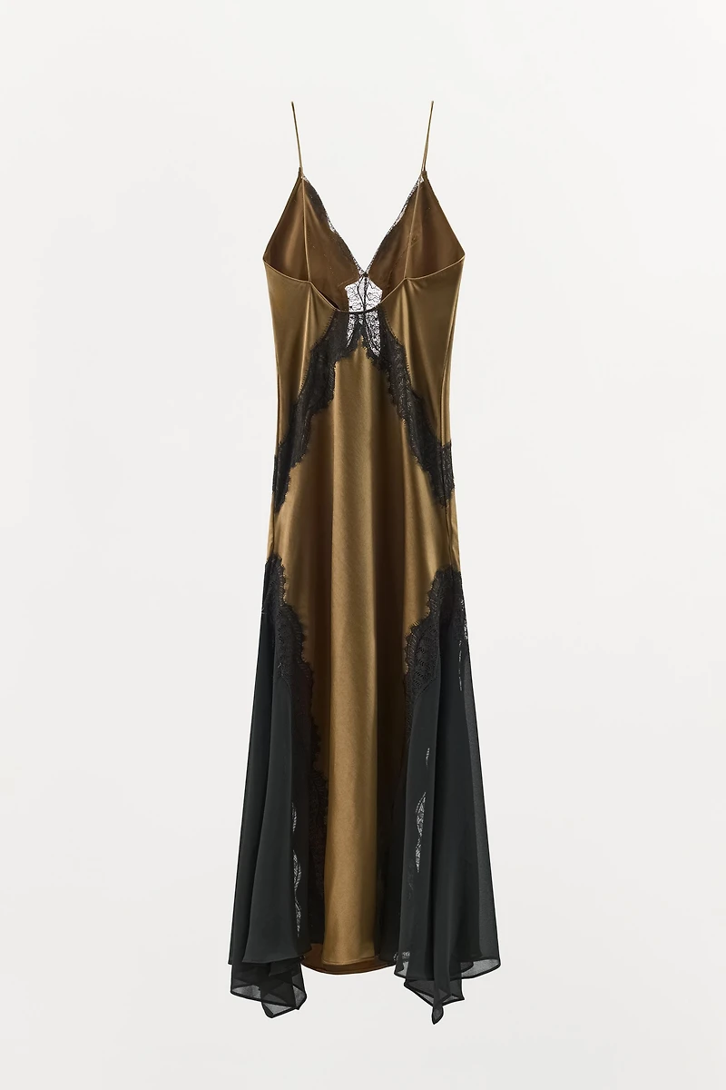 COMBINATION SATIN LACE DRESS