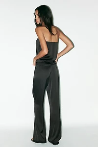 HIGH-WAISTED SATIN PANTS
