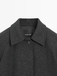 Short wool blend raglan sleeve coat