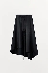 WRINKLED EFFECT LACE MIDI SKIRT