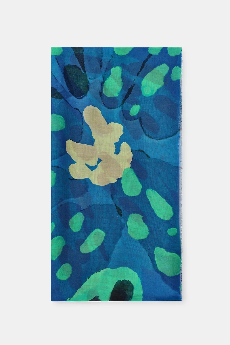 HIBISCUS PRINT MODAL SILK SCARF