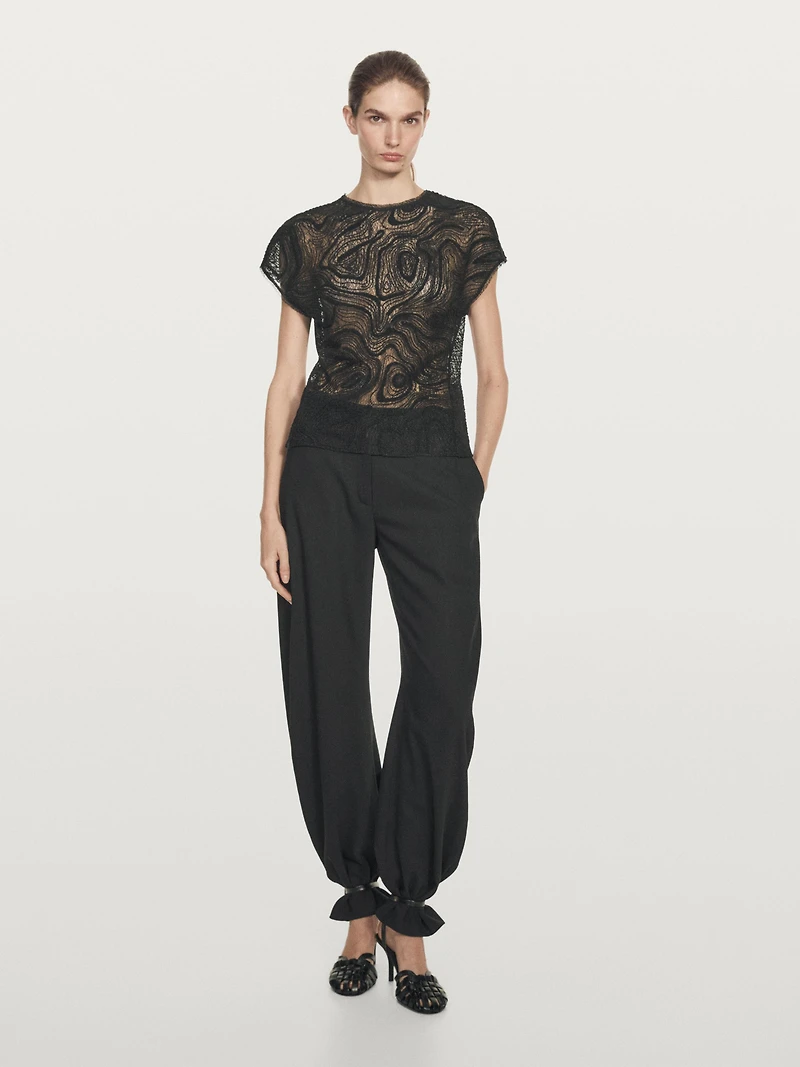 Semi-sheer embroidered top