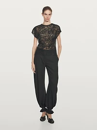 Semi-sheer embroidered top