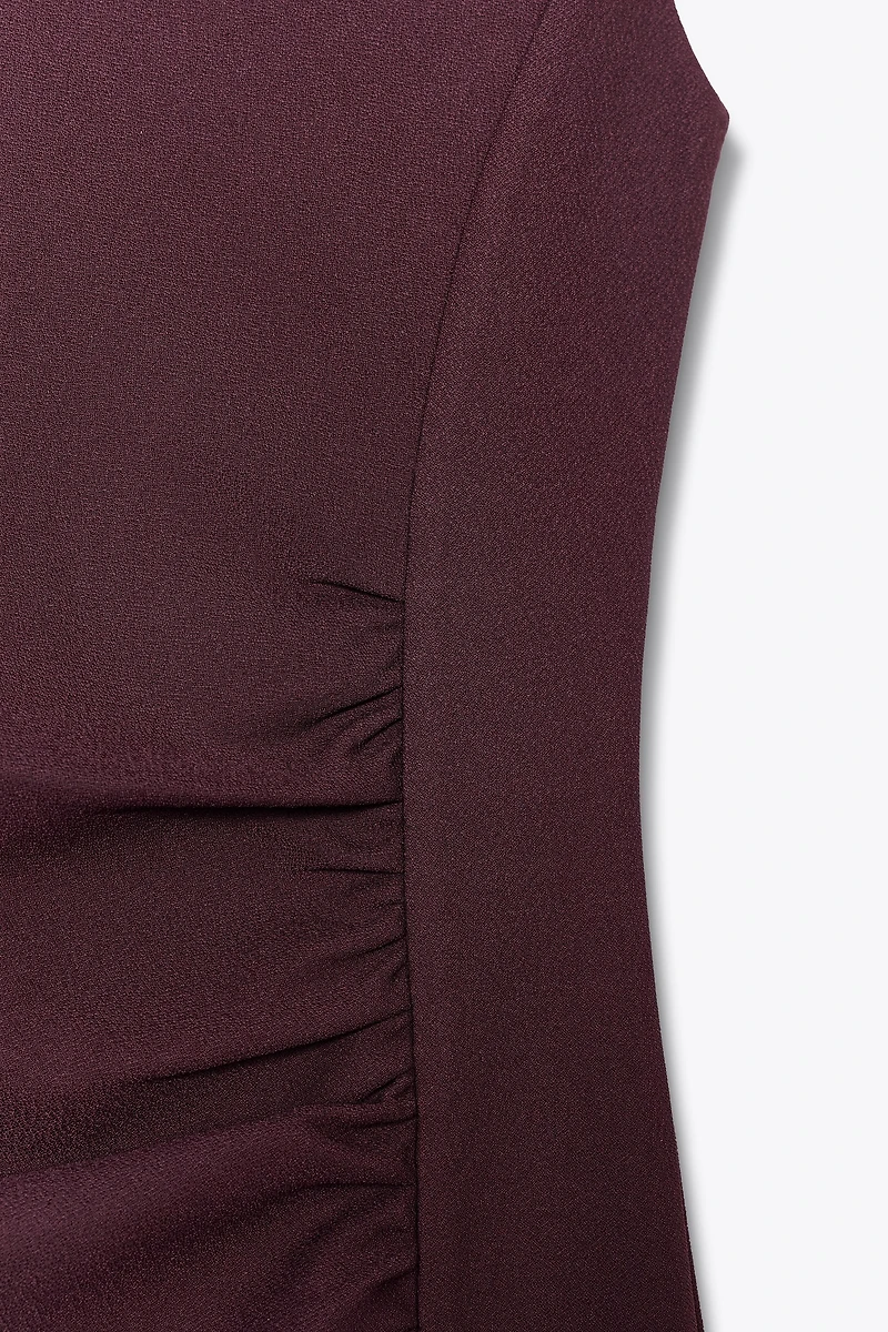 RUCHED CREPE DRESS
