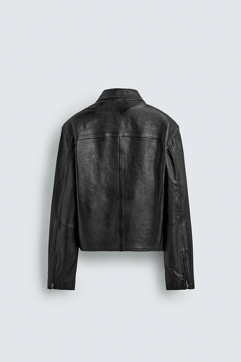 BLOUSON COURT EN CUIR