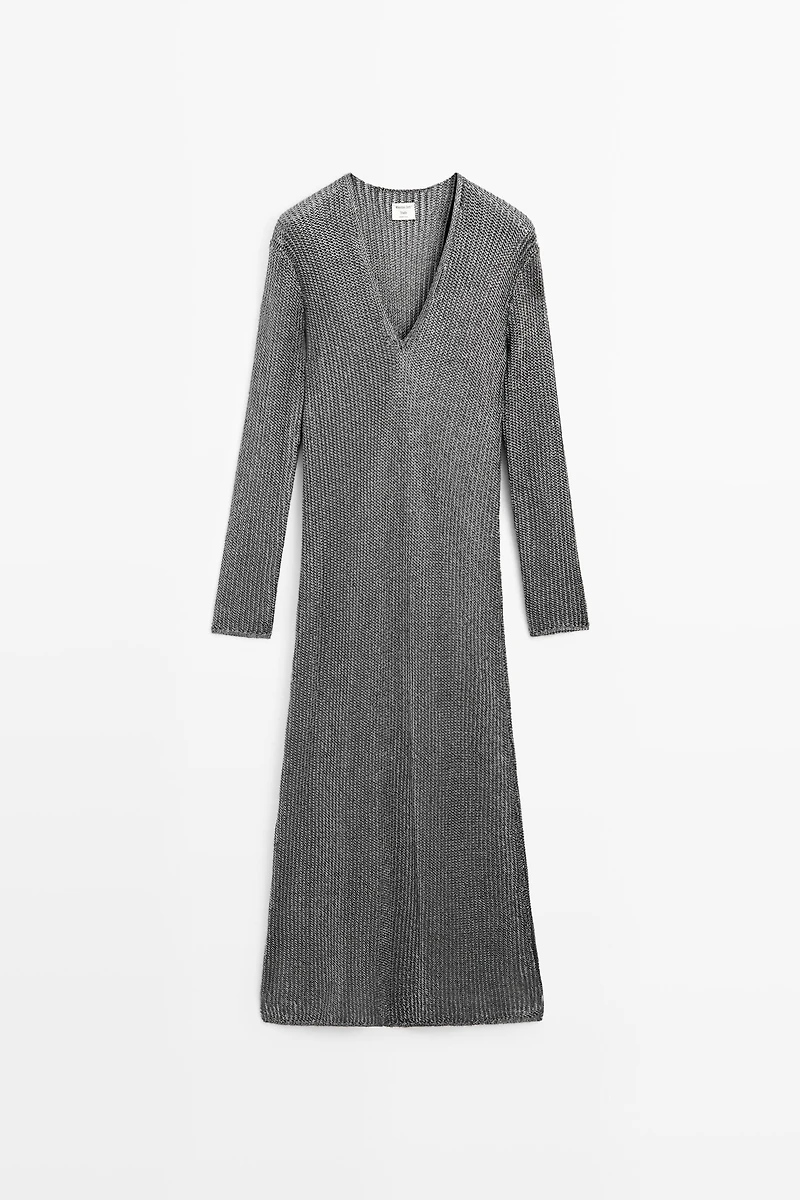 Long metallic knit dress - STUDIO