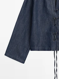 Total look linen blend denim shirt