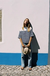 CHEMISE À RAYURES AVEC LIN