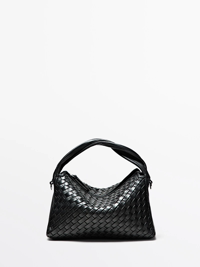Sac tressé en cuir nappa moyen format