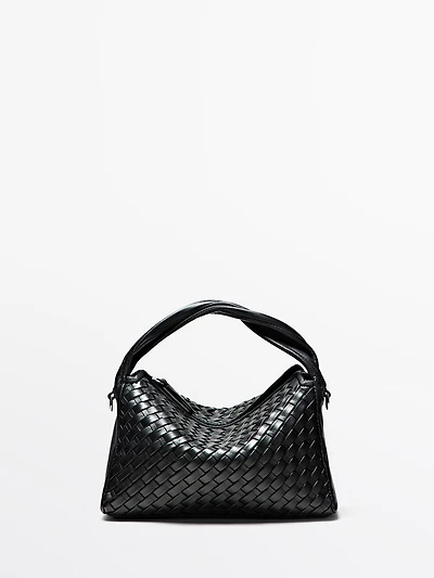 Sac tressé en cuir nappa moyen format
