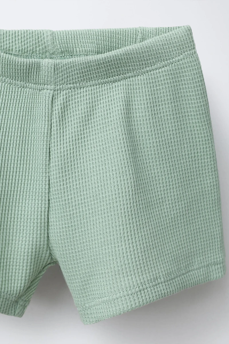 PLAIN WAFFLE T-SHIRT AND BERMUDA SET