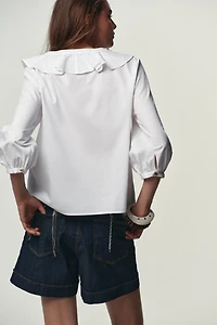 CHEMISE EN POPELINE À VOLANTS