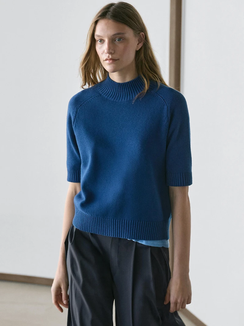Cotton blend knit sweater