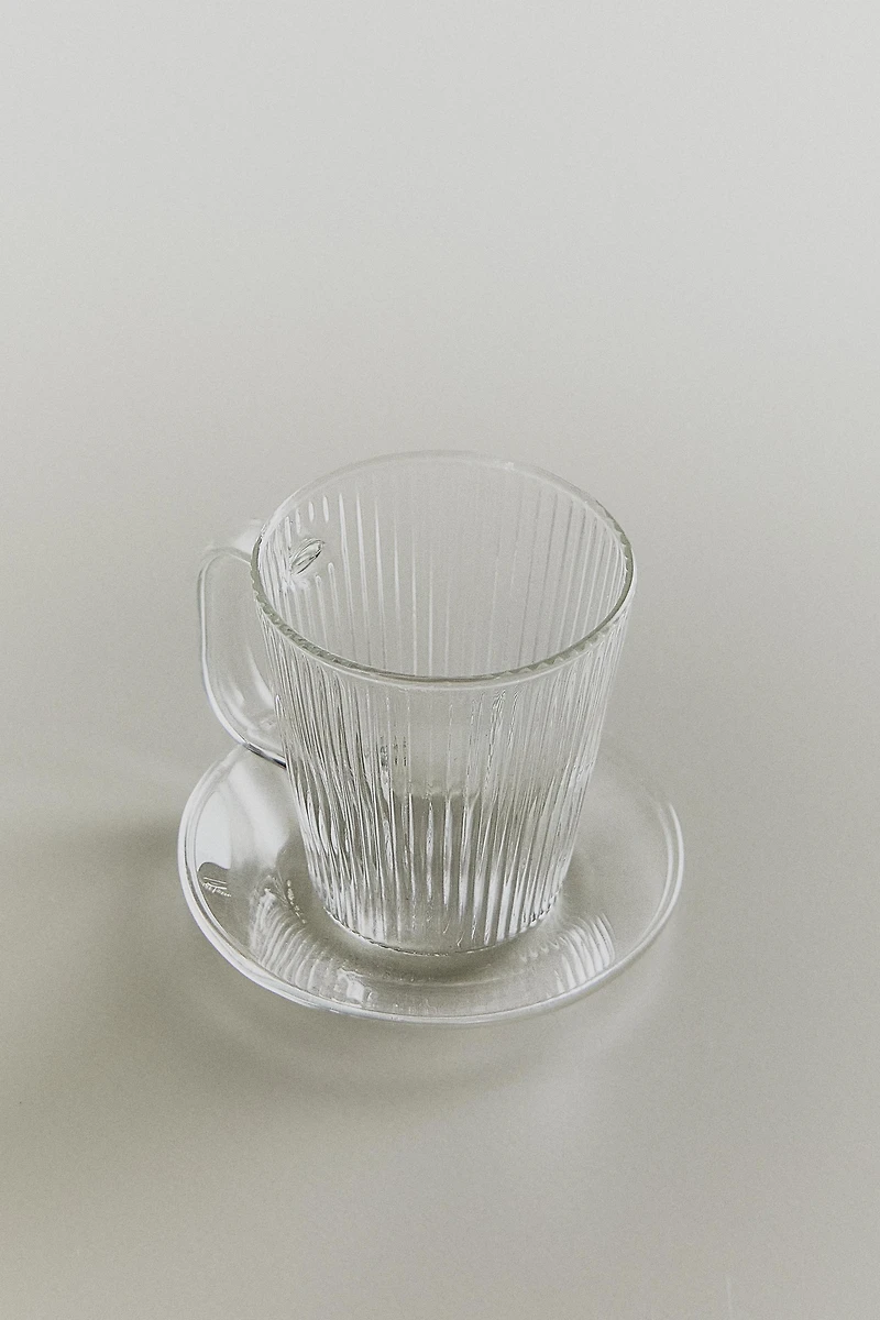 BOROSILICATE GLASS COFFEE CUP AND SAUCER