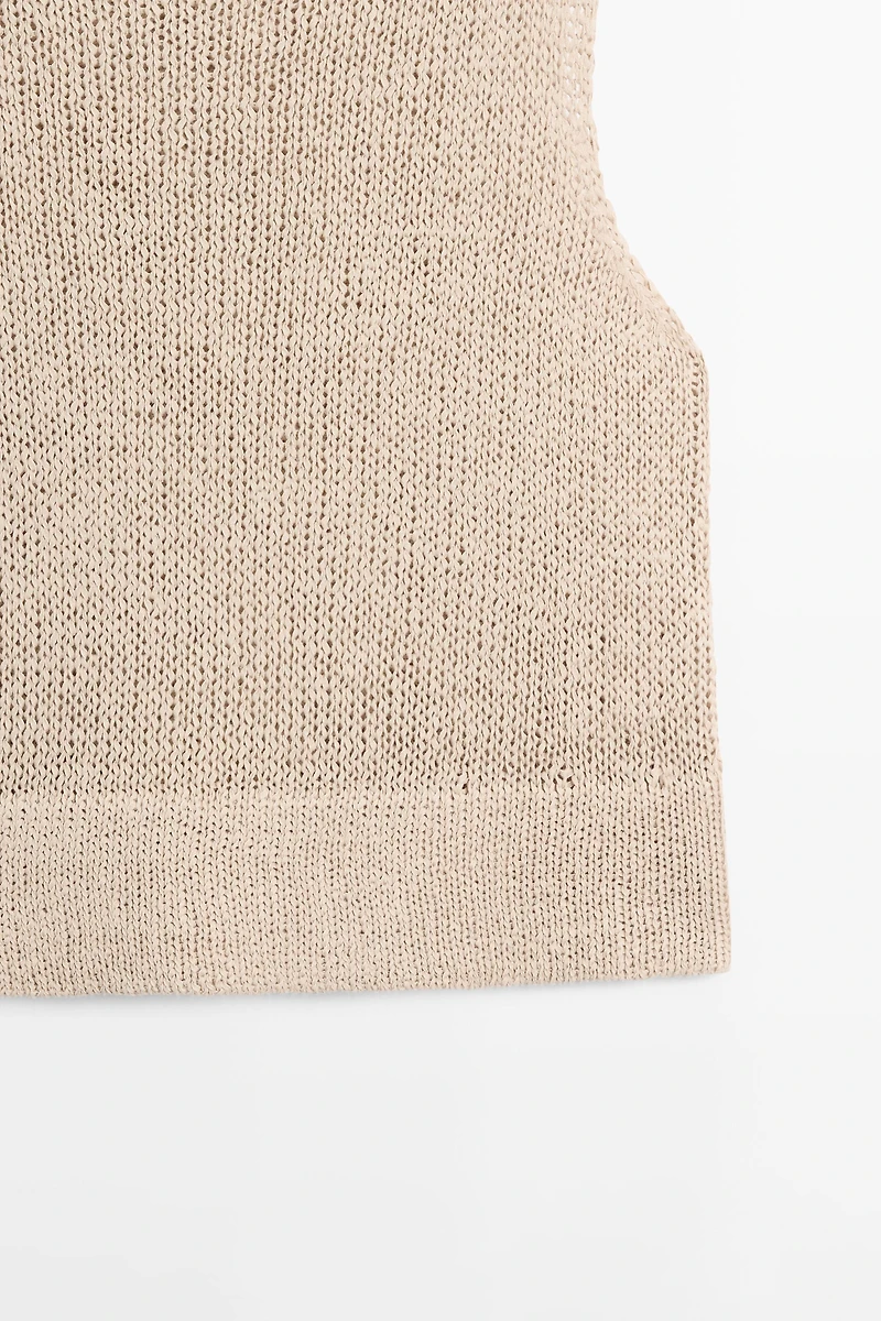Linen blend knit top