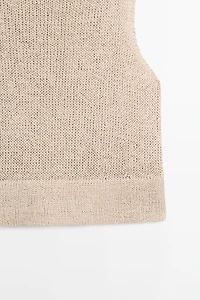 Linen blend knit top