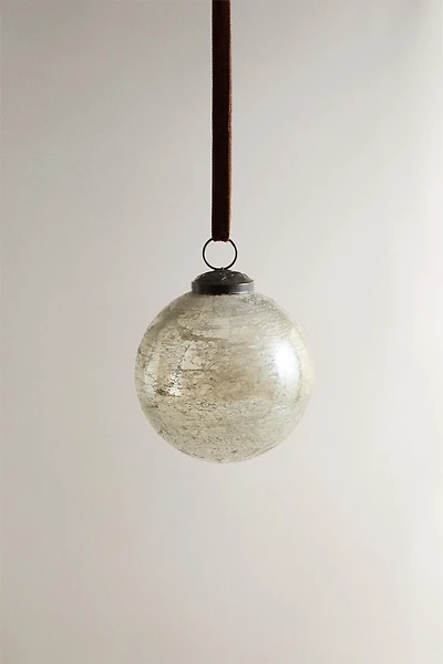 CHRISTMAS TREE CRACKLED BALL ORNAMENT