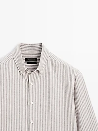 100% cotton striped Oxford shirt