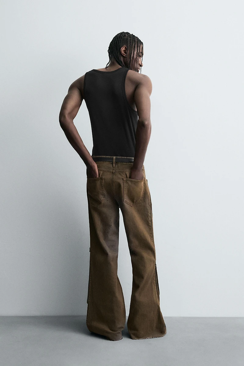 FLARE FIT ZIPPER JEANS