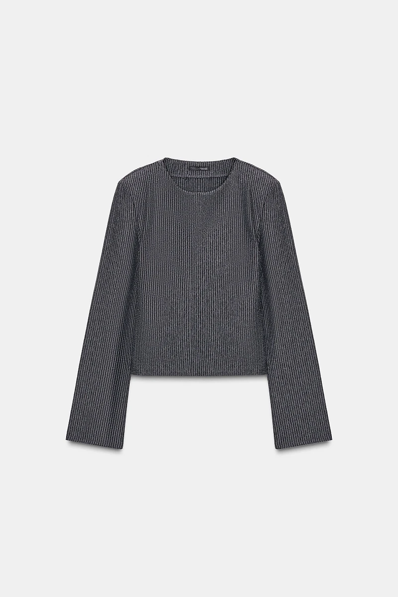 PINSTRIPED SHOULDER PAD TOP