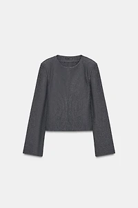PINSTRIPED SHOULDER PAD TOP